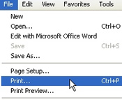 Screenshot showing how to print this help file.