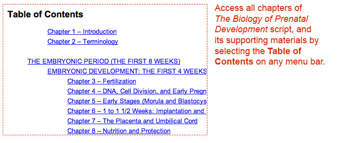 This image shows how to use the Table of Contents on the DVD Documentation page.