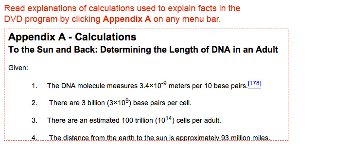 Read explanations of calculations used to explain facts in the DVD program by clicking Appendix A.