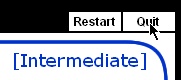 Screenshot showing the restart/quit links at the top of the quiz
