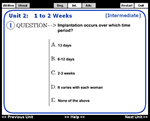 Screenshot showing a text quiz