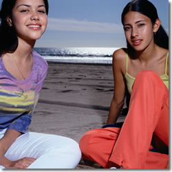 teenage girls, beach